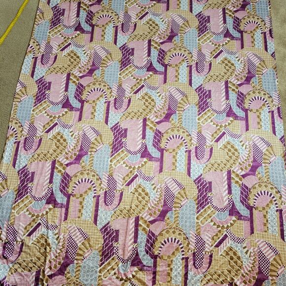 Vintage Polyester Purple/Tan Abstract Fabric, 48x94 - Picture 3 of 3